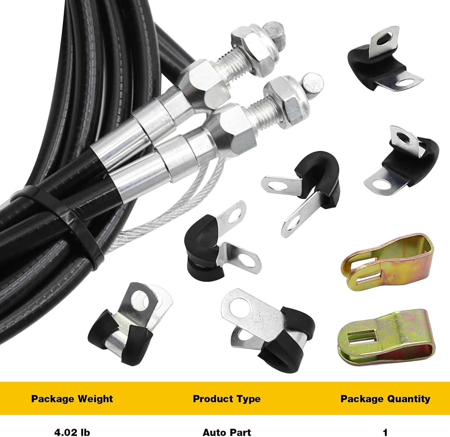 330-9371 Universal Emergency Parking Brake Cable Complete Kit 110" Long Cables with 97" Long Sheath E-Brake Set Replace# 140-14415-R