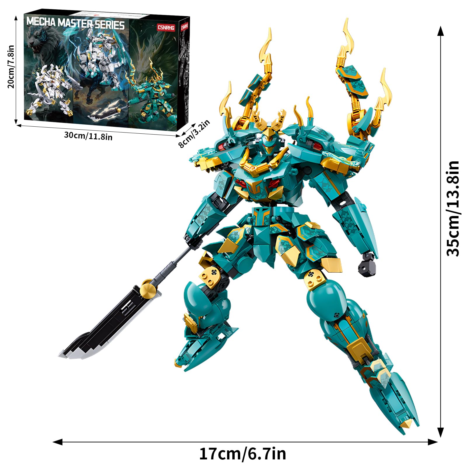 Amazon.com: CSNRHG Green Dargon Samurai mech Robot with Long Spear