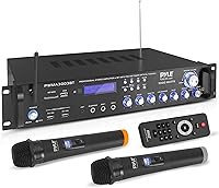 Vista 1 de Altavoz amplificador híbrido Bluetooth de 3000 W, preamplificador de alta potencia con 2 micrófonos de mano inalámbricos VHF, lectores