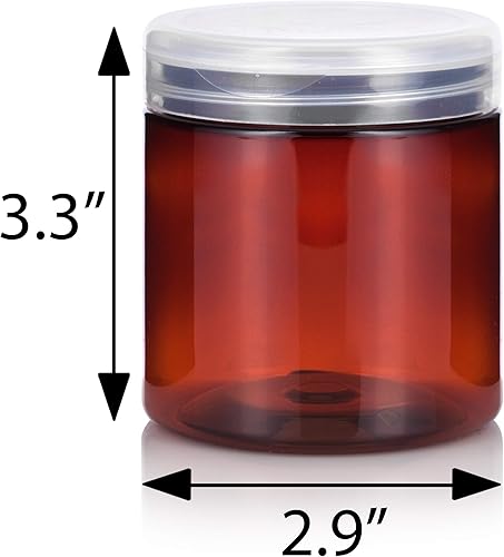 Miniatura 2 de JUVITUS Tarro de plástico PET ámbar de 8 onzas con tapa abatible natural transparente (paquete de 12)