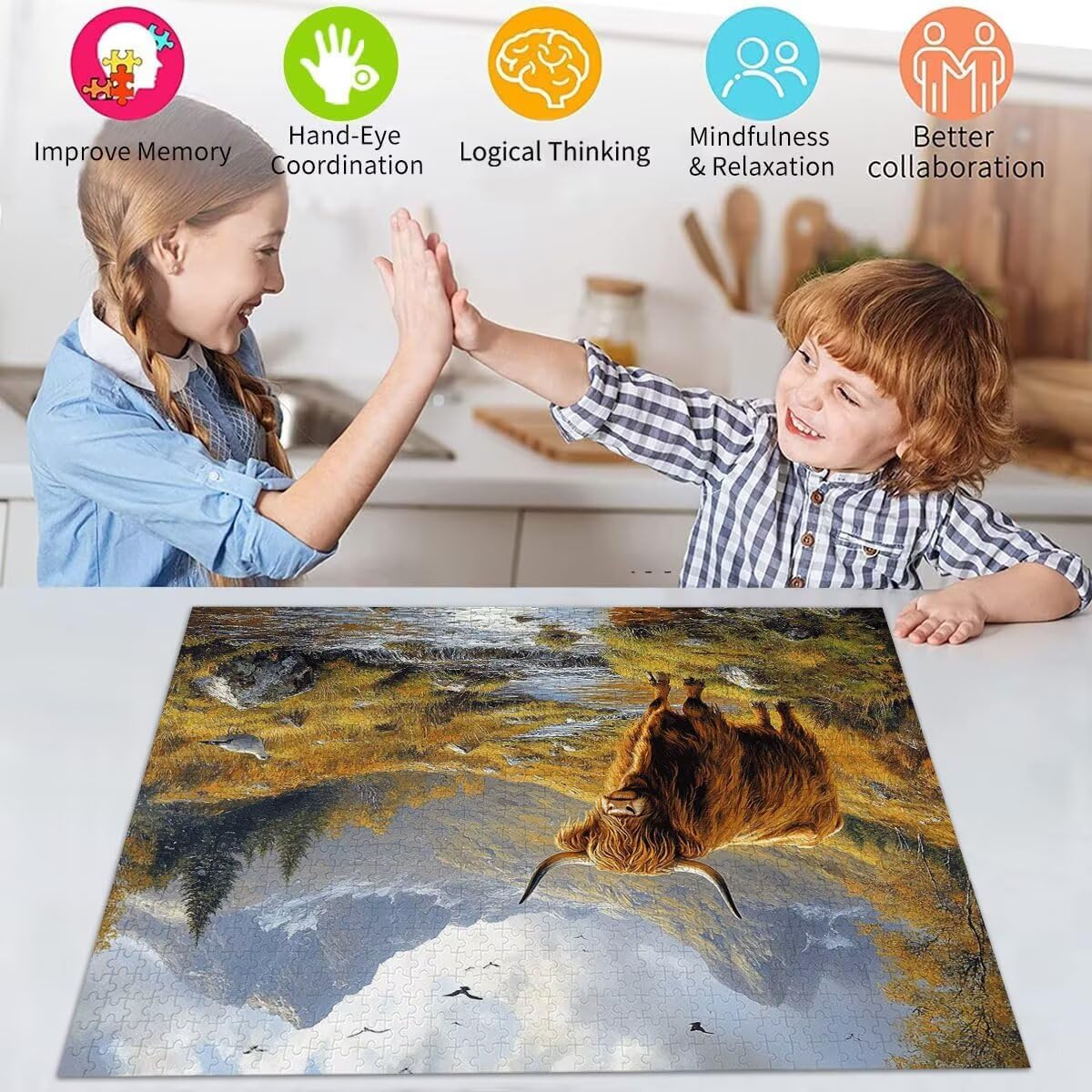 Puzzle Erwachsene 3000 Teile Ochse Tier Educa Jigsaw für Kinder ab 8 Jahren Mädchen Jungen, Erwachsene Impossible Klassische Puzzles Schwer, Anspruchsvoll Spielspaß, Als Geschenke 81x122cm t-760