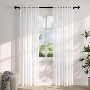 Voile Curtains for Windows 72 Drop, 2 Panels Dual Rod Pocket W56xL72 Inch