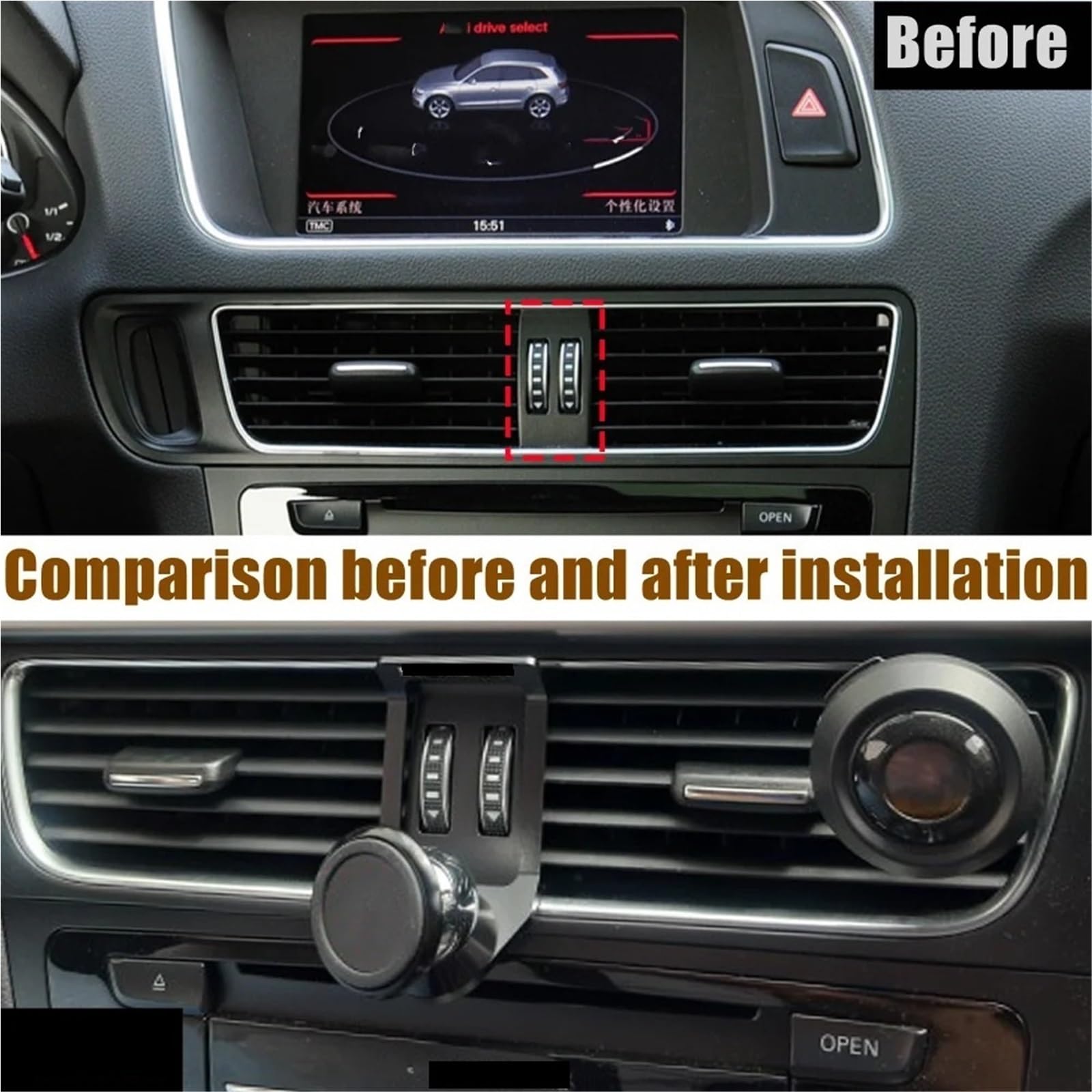 Soporte Movil Coche Soporte Auto Móvil Soporte para teléfono de cocheA4 A5 Q5 B8 B8.5 Soporte magnético para ventilación de Aire Soporte Giratorio 360 Accesorios para GPS móvil