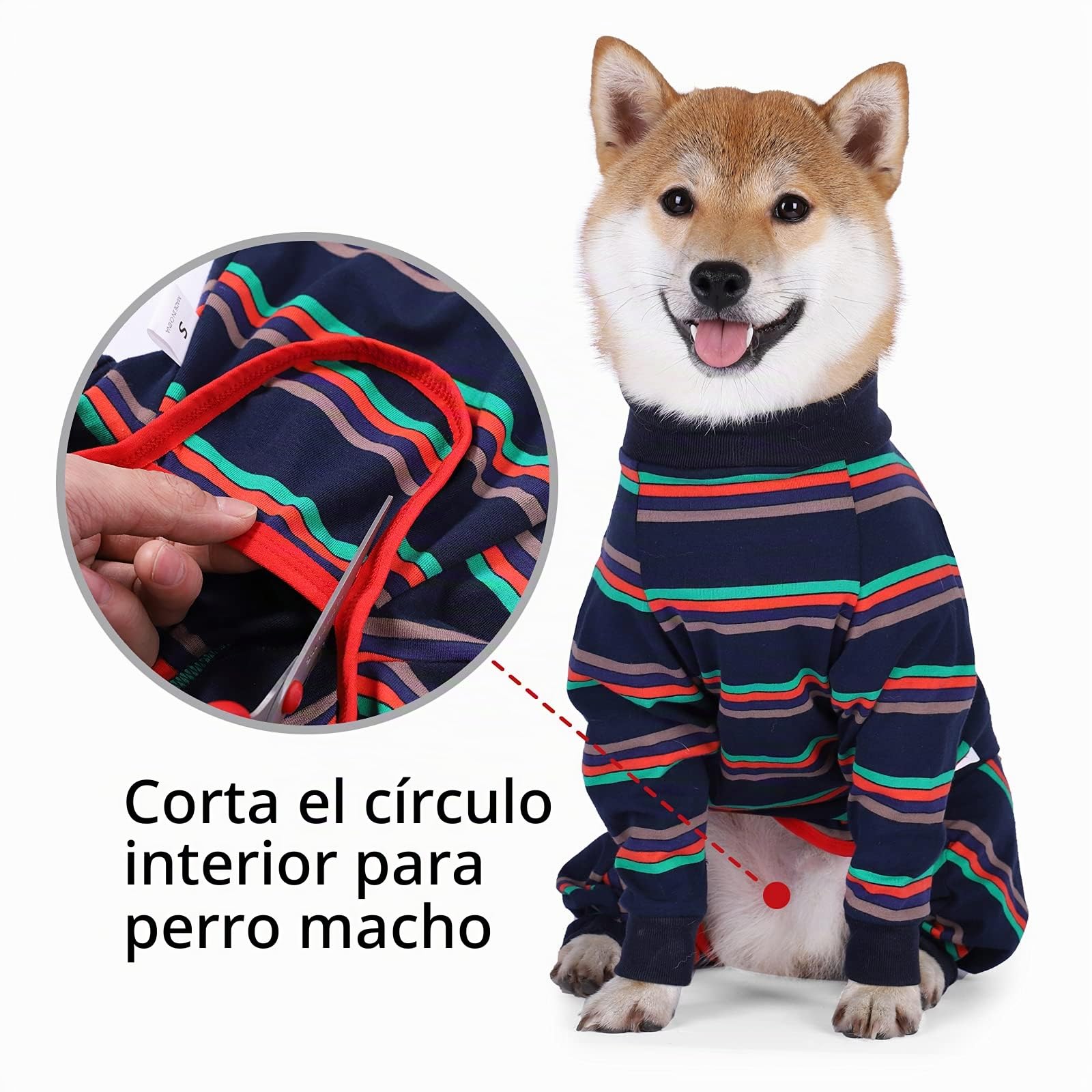 Traje de recuperación de cirugía para perro, mameluco con piernas, manga larga, transpirable, para después de cirugía, pijama anti lamer, herida abdominal, cono de perro (M, azul)