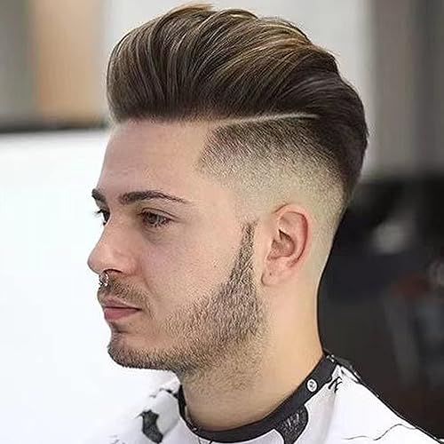 Lishy Peluca de cabello humano virgen real de 0.003in para hombres, 100 % europeo, peluca de repuesto de 8 x 10 pulgadas, estilo natural lacio libre