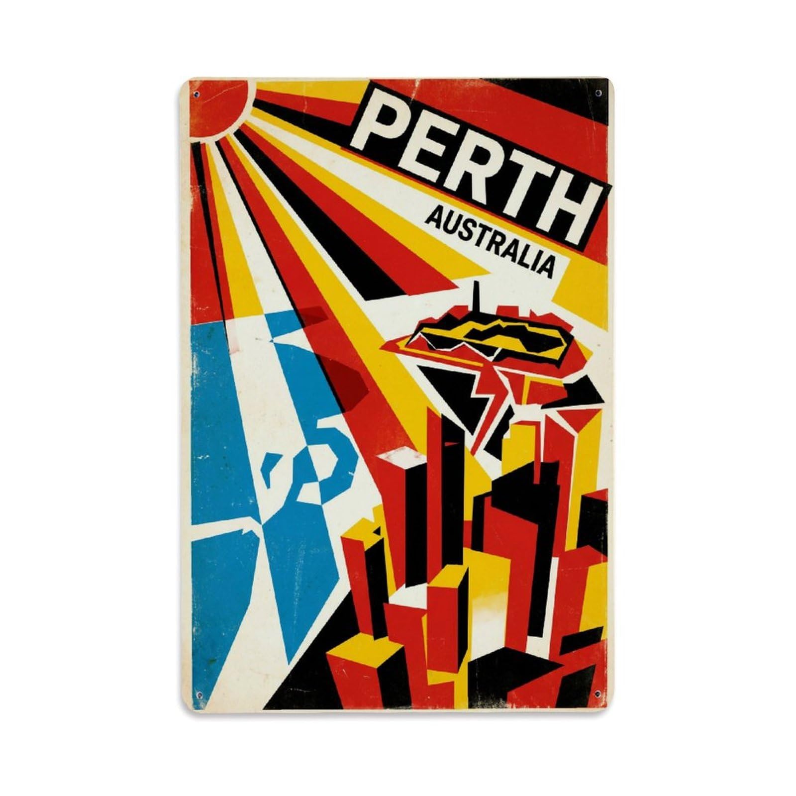 Metal Tin Sign Australia Perth Travel Retro