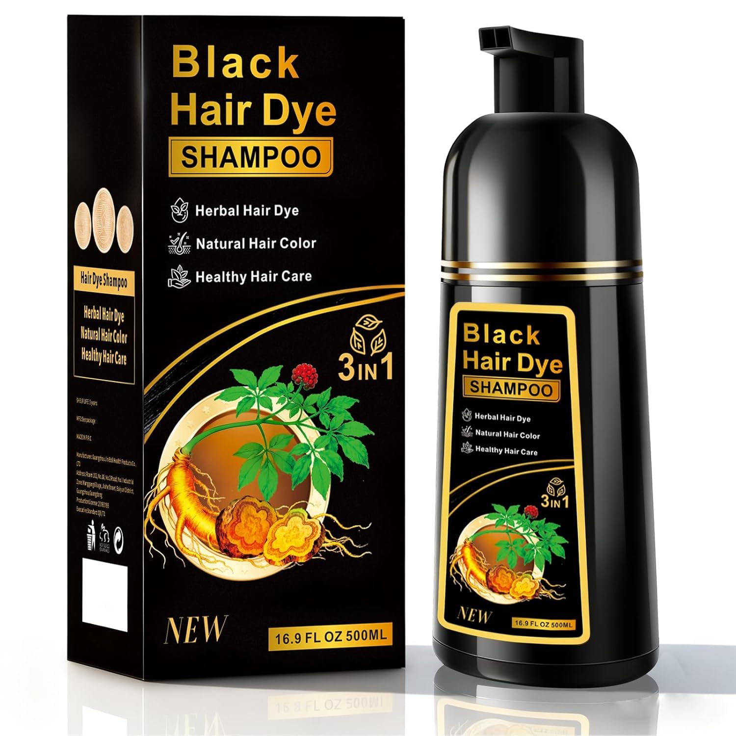 Black Hair Dye Shampoo 3 in 1 for Gray Hair, Herbal Ingredients Natural Color Shampoo Hair Dye for Women Men - Review, Price and Buying Guide