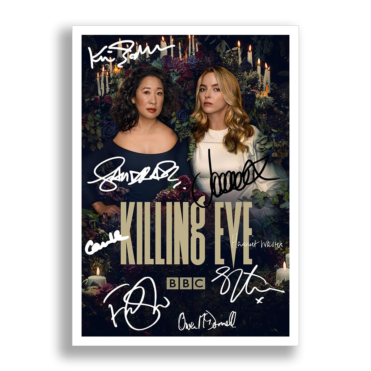 Mounted Gifts Black Killing Eve Season 4 Cast Signed Autograph A4 Poster Photo Print Tv Show Series Framed Memorabilia Gift Sandra Oh Jodie Comer (A4 Poster Only)