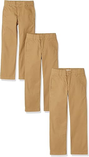 Amazon Essentials Pantalones chinos de uniforme recto y parte delantera plana pa