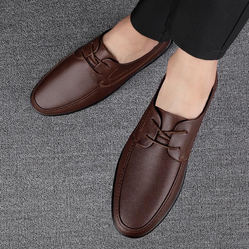 Men's Leather Lace-Up Oxford Shoes Lightweight Comfortable Thick Sole Flat Walking Formal Business Casual Dress Shoes2