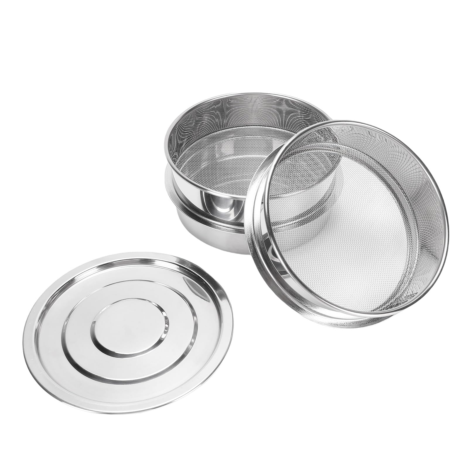 Duokon Kit de Germination de Graines, Plateau de Culture de Germes en Acier Inoxydable avec Couvercle et Base de 17 Cm, Conception en, Drainage Efficace, Propagateur de -pousses Empilable pour Le