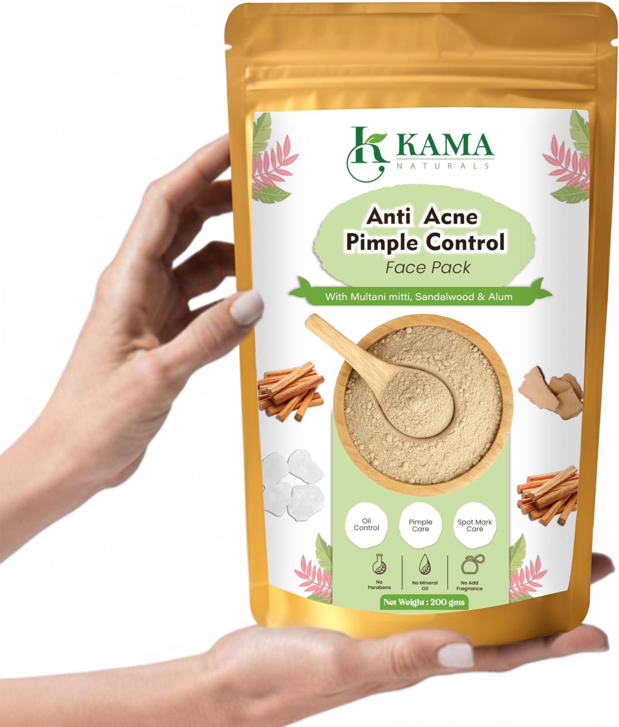 Anti Acne & Pimple Control Face Pack Powder | Multani Mitti Chandan & Fitkari | Oil Control, Pimple Drying & Blemish Care for Oily & Acne Prone Skin | Unisex | 200 g