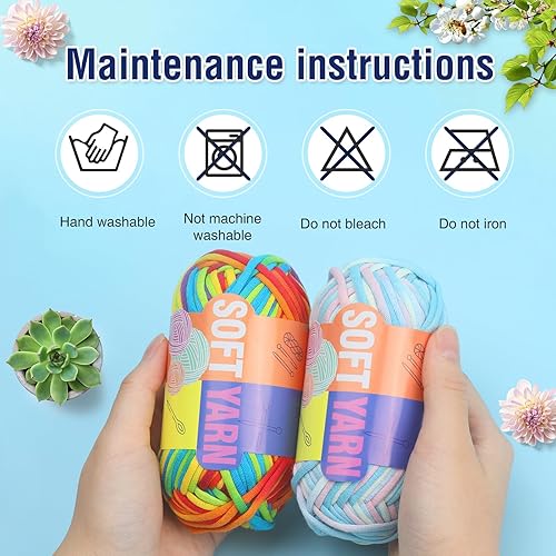 Miniatura 7 de IMZAY Hilo de 3.52 onzas para ganchillo, hilo de algodón e hilo para principiantes con costuras fáciles de ver, ganchos de mango ergonómico, hilo