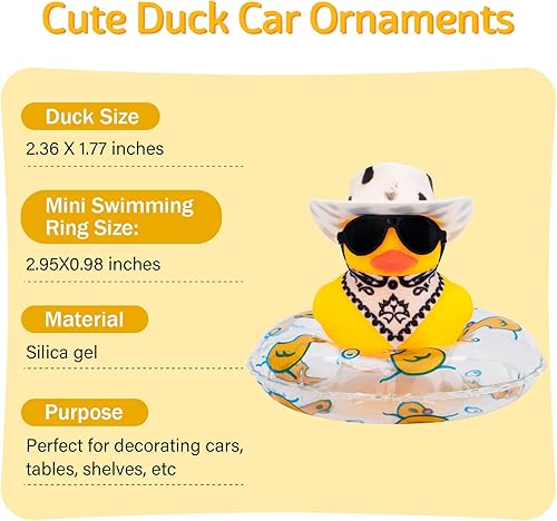 Miniatura 2 de wonuu Decoración de pato de goma para automóvil, accesorios lindos para automóvil, pato vaquero occidental, decoración de tablero de automóvil con