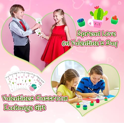 Miniatura 7 de Capoda 96 piezas de regalos para el día de San Valentín para el aula, tarjetas de San Valentín con juguetes a granel para crecer en agua, cactus