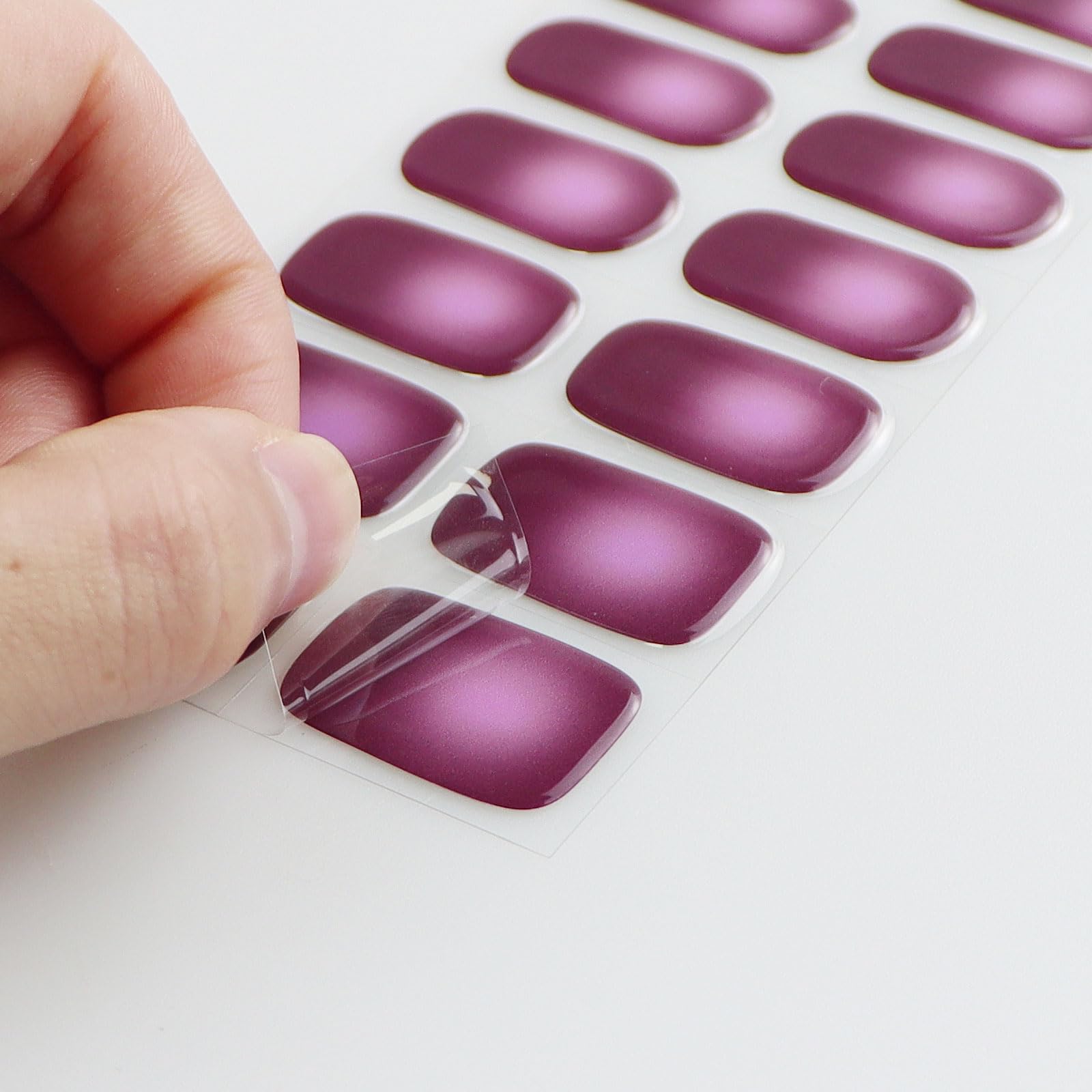 JMEOWIO Gel Nail Stickers Purple Semi Cured Gel Nail Strips Wraps UV/LED Nails Art Design Decoration Accessories - Image 4