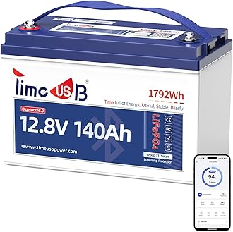 Timeusb 12V 140Ah LiFePO4 Battery with Smart Bluetooth, 12 Volt Lithium Battery with Low Temp Cutoff, 150A BMS, Group 31 Deep Cycle Trolling Motors Batteries for RV, Boat, Marine, Solar, Off-Grid