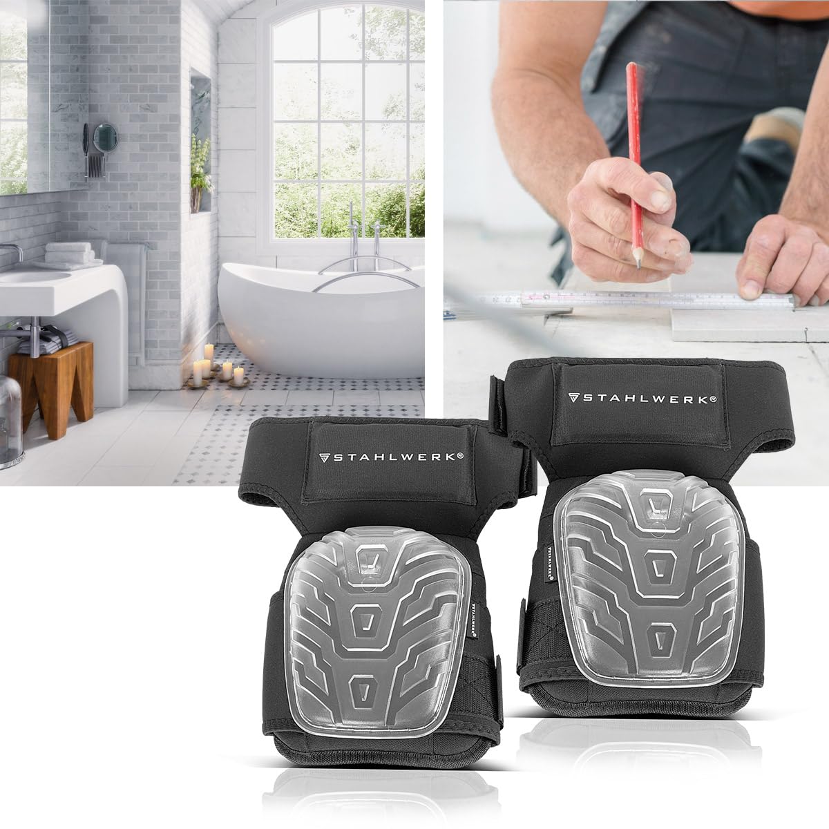 STAHLWERK Professionelle Knieschoner Knieschützer Kniepolster formstabil, hochbelastbar und abriebfest