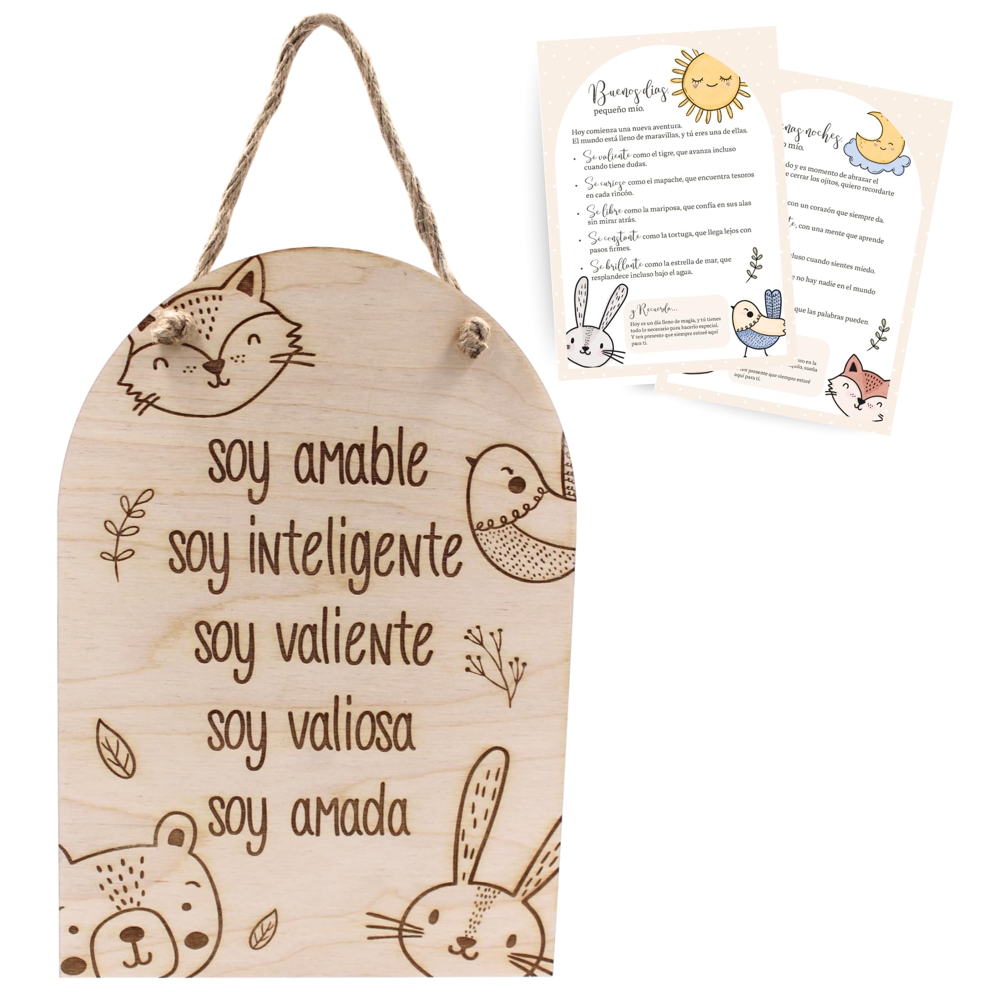 ayurvana Motivational Wooden Children's Wall Art, Decoration Baby Girl or Boy Room, Positive Phrases and Values, Wall Picture