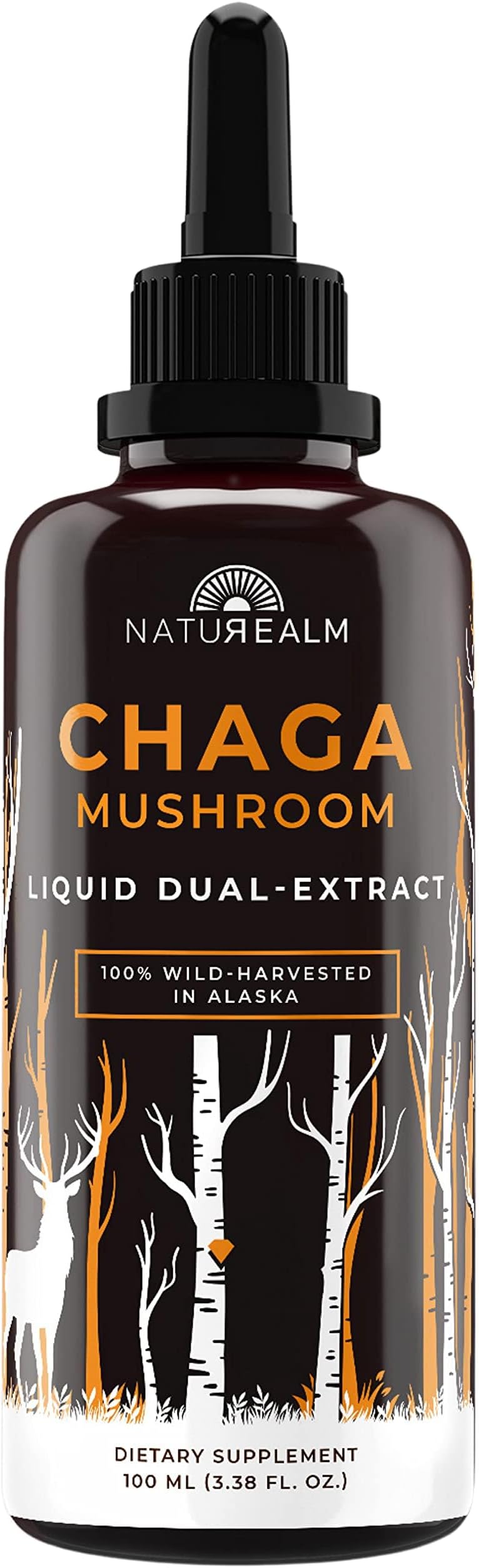 Chaga Mushroom Liquid Tincture Supplement – Immune Support, Antioxidant Boost & Hair, Skin, Nail Health, Vegan, Non-GMO – Wild-Harvested Fruiting Bodies, 2 Month Supply