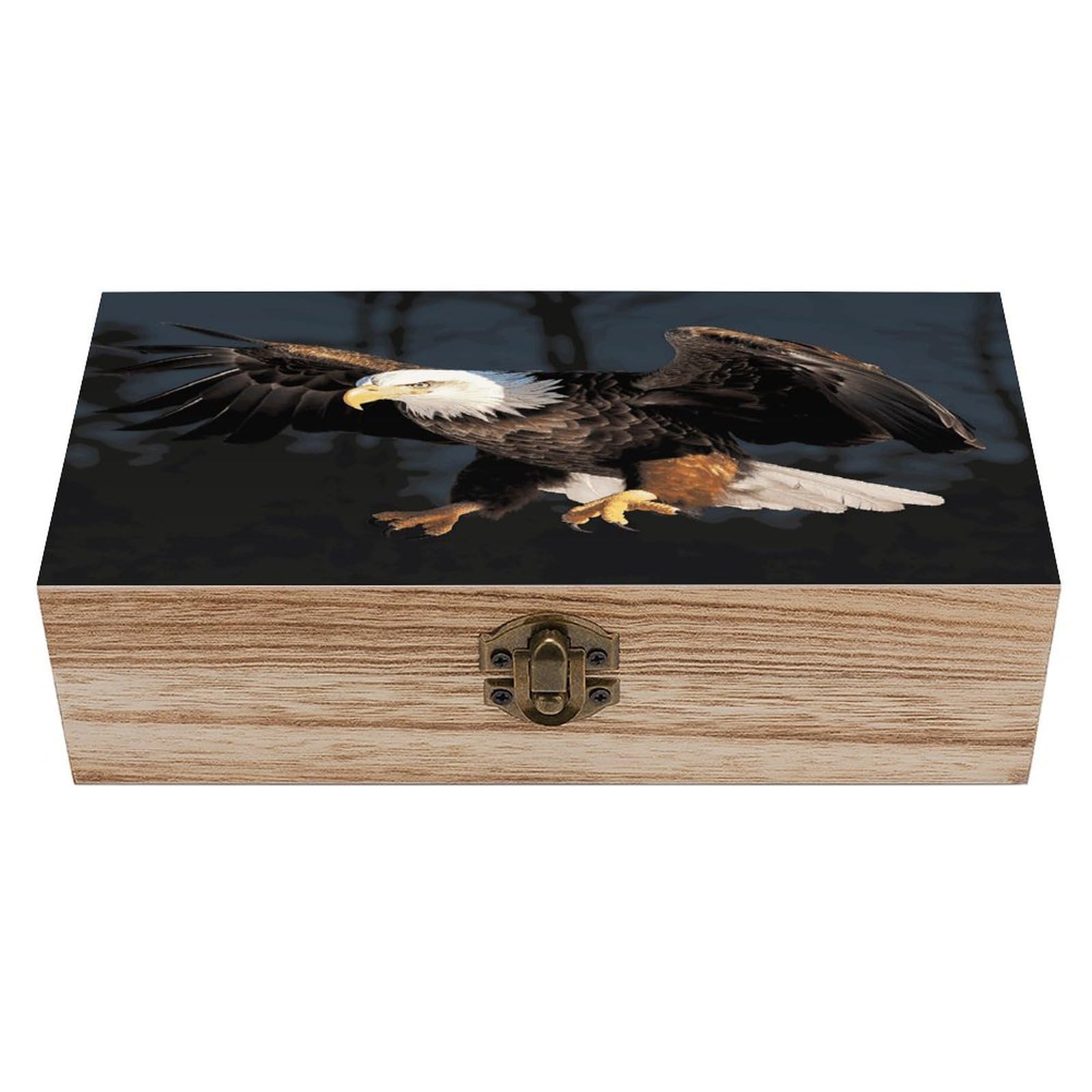 VstaDank 3D Bald Eagle Wooden Storage Box Wooden Keepsake Box with A Hinged Lid Fashion Memory Treasure Boxes Decorative Jewelry Case for Crafts Photo Home Decor Wood Gift Box