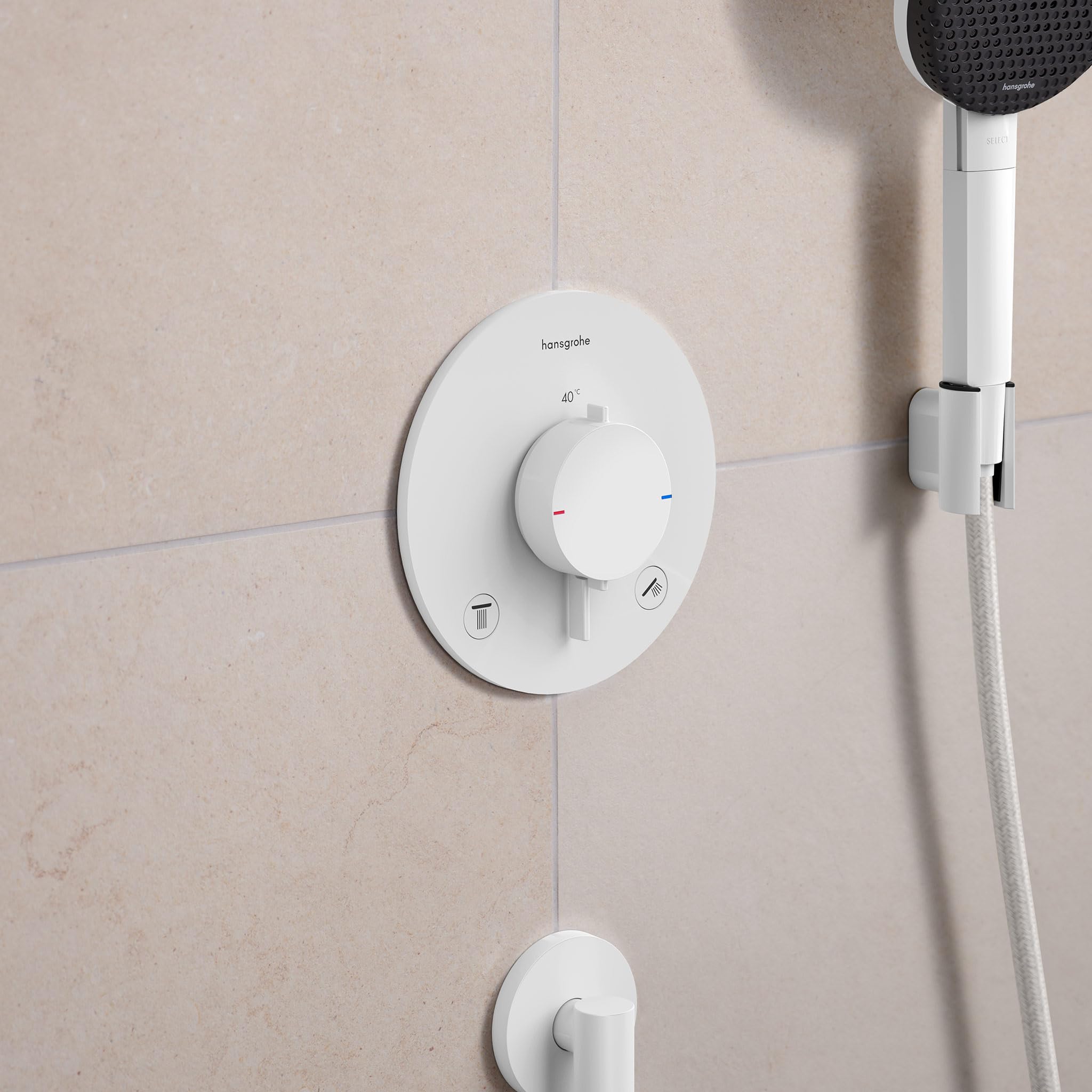 hansgrohe Ecostat Comfort S 33715700 termostat prysznicowy podtynkowy, armatura prysznicowa z blokadą bezpieczeństwa (SafetyStop) w temperaturze 40°C, termostat do prysznica, bateria mieszająca dla 2