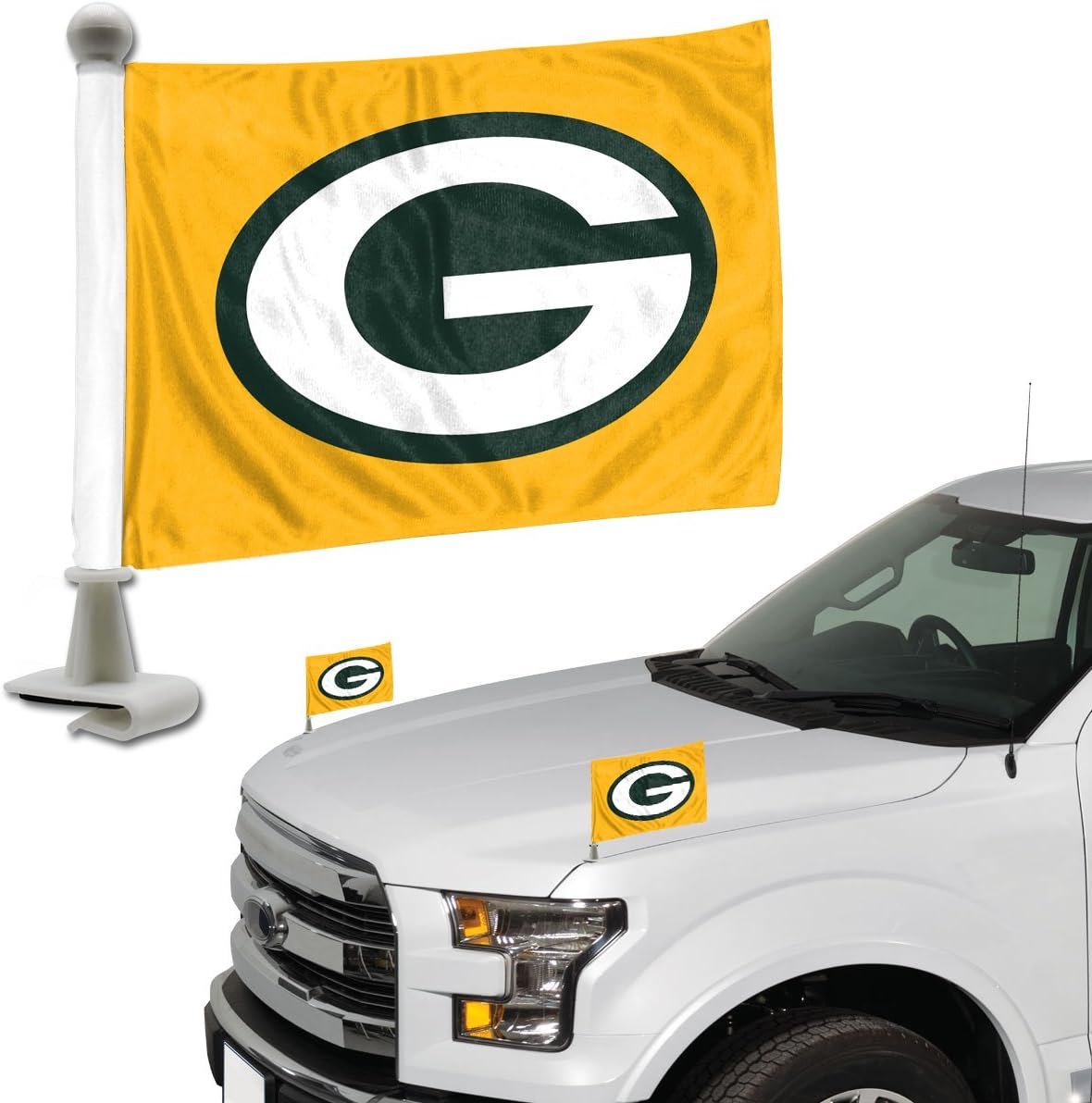 FANMATS 61867 Green Bay Packers Ambassador Car Flags - 2 Pack Mini Auto Flags, 4in X 6in, Perfect for Hood or Trunk : Sports & Outdoors