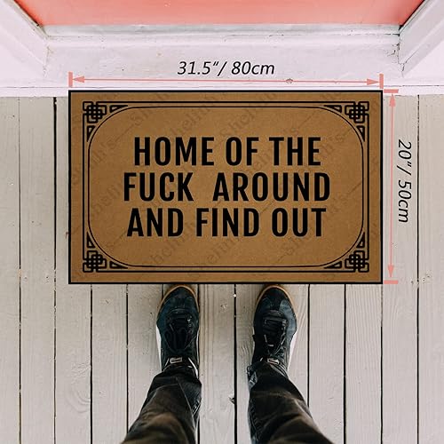 Miniatura 3 de Shelinh Home of The Fuck Around and Find Out - Felpudo personalizado divertido tapete de bienvenida antideslizante para interiores de 31.5 x 20