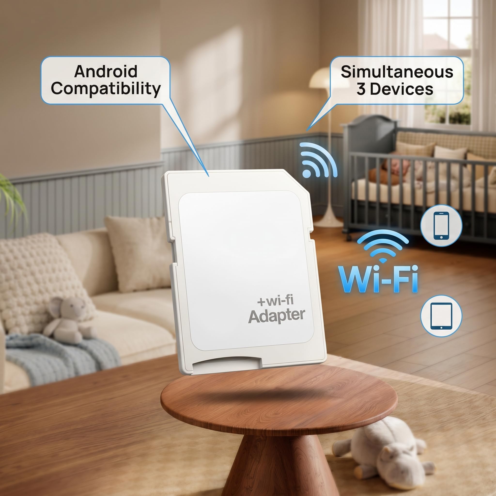 Adaptador WiFi SD, TF a Tarjeta SD, Transmisión Inalámbrica, Lectores de Memoria para Cámara y Tableta, Conecta hasta 3 Dispositivos