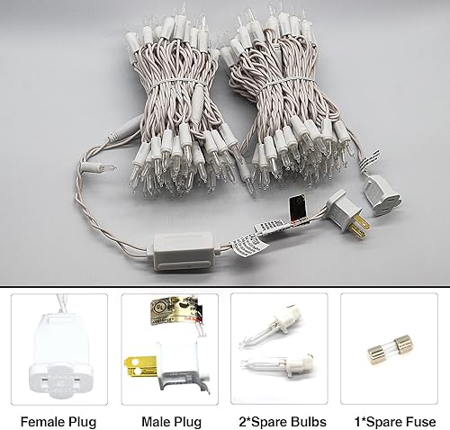 Miniatura 9 de Cirza 150 luces LED de Navidad de color blanco cálido, cable verde de 50 pies, certificado UL, conectable, luces de Navidad para exteriores o