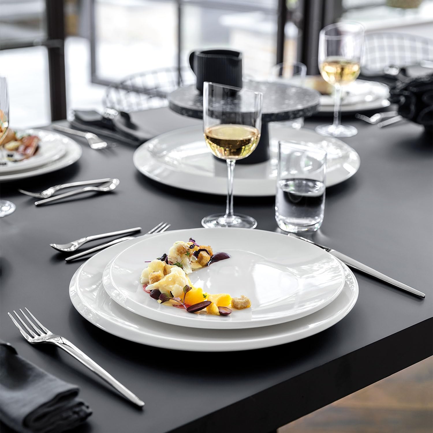 Villeroy & Boch Newmoon talerz śniadaniowy, biały, 24 cm, zestaw 6 talerzy na śniadanie, brunch, ciasto, desery, można myć w zmywarce, używać w kuchence mikrofalowej, talerze obiadowe, ceramika,