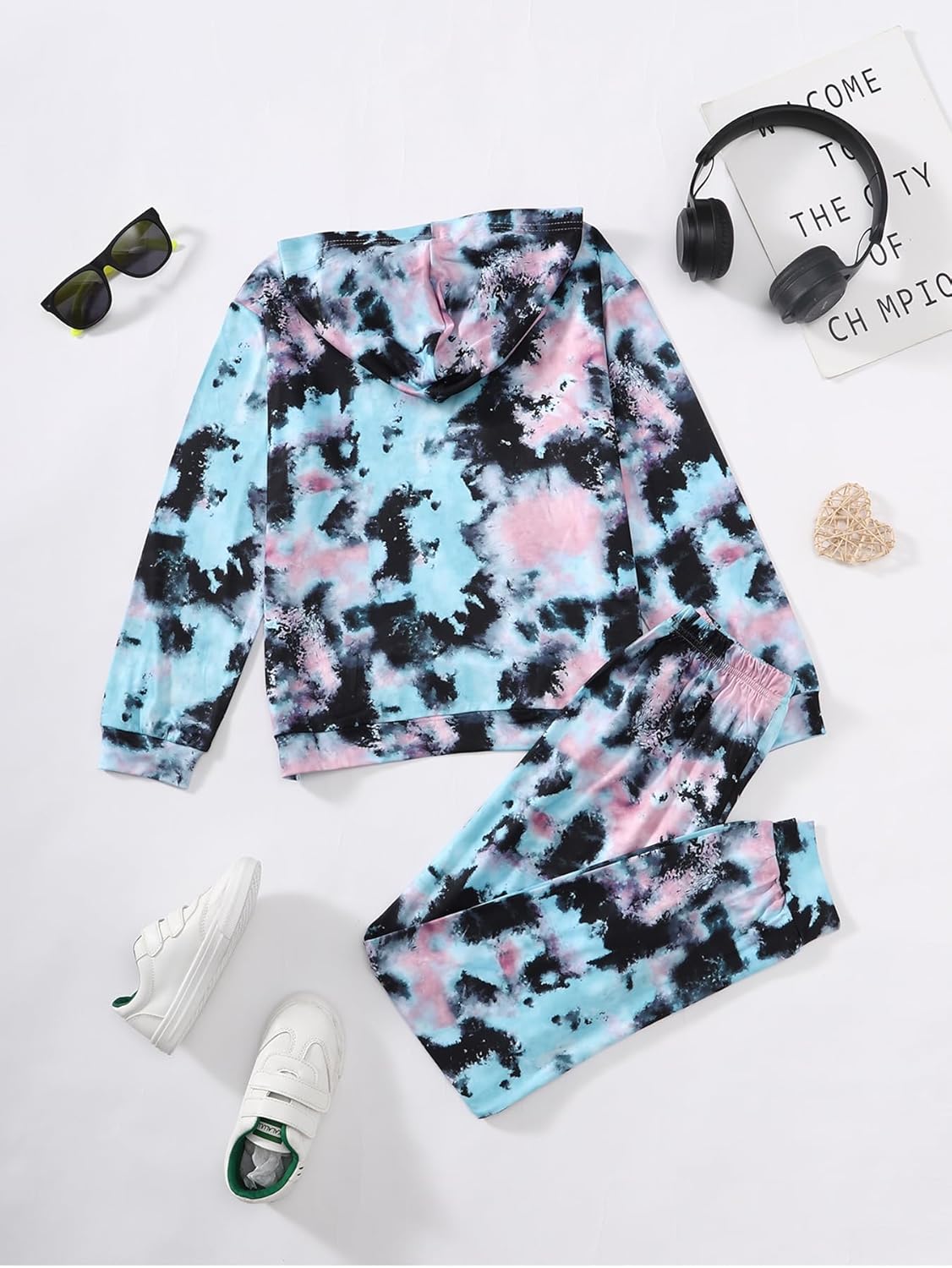 Girls Clothes Tie Dye Hoodie Long Sleeve Sweatshirt Girls Fall Winter Causal Pant Outfits Set - Image 5