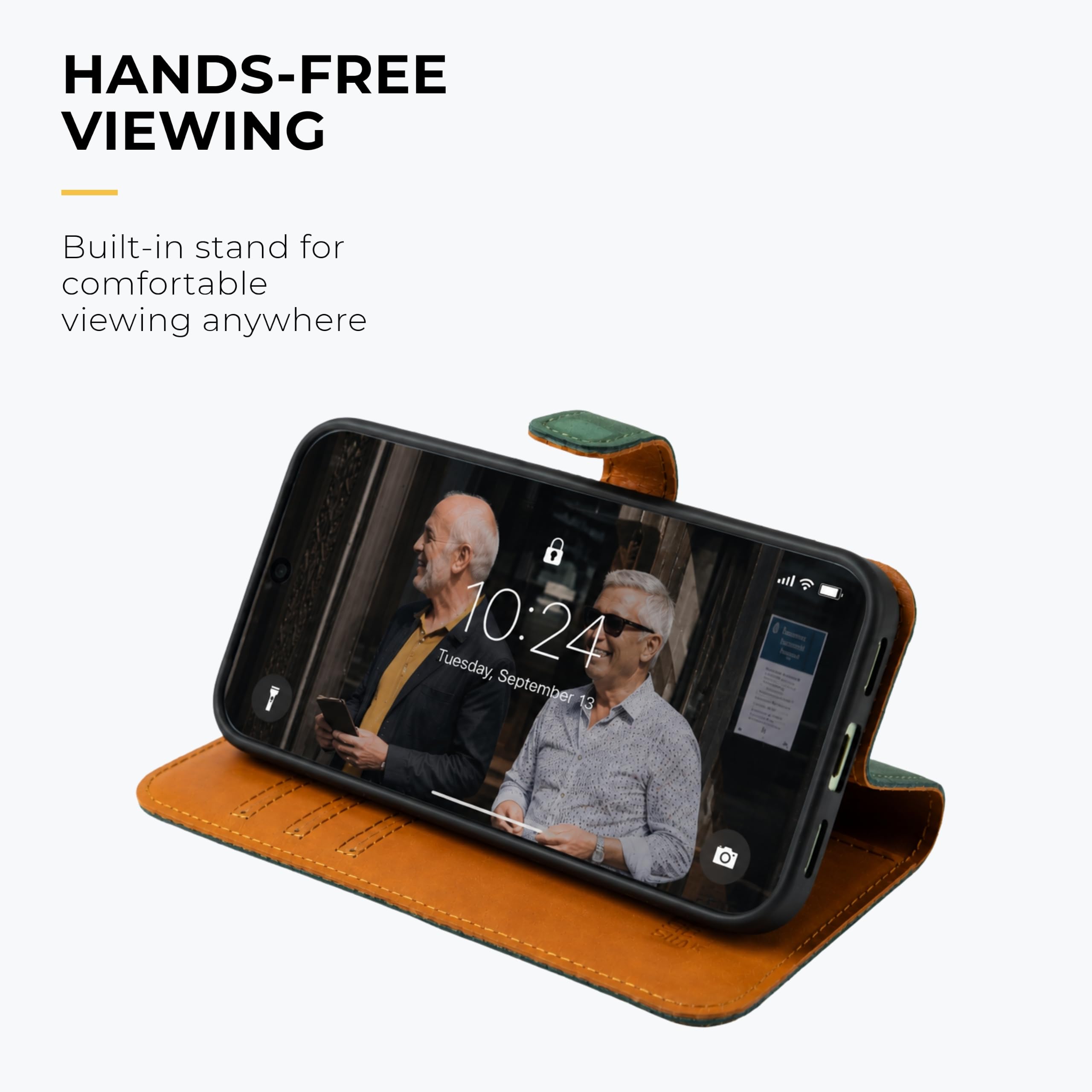 Snakehive Custodia in vera pelle per Google Pixel 11 Pro - Custodia a portafoglio con scomparti per carte e supporto (verde)