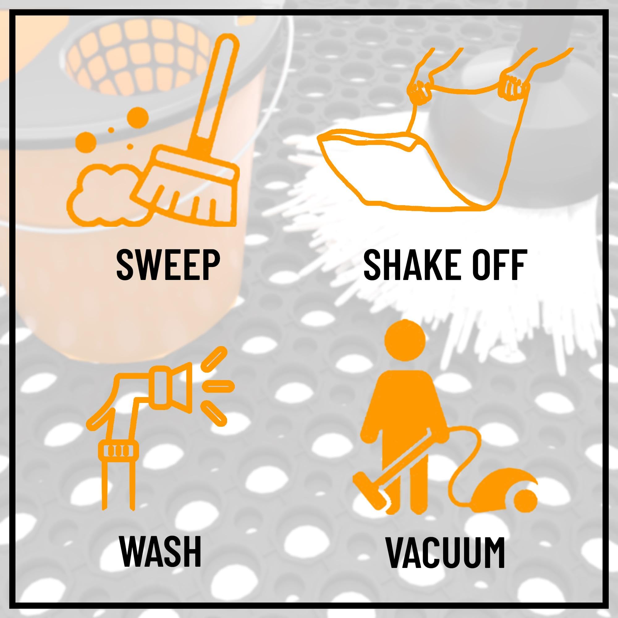 Ottomanson Heavy Duty Rubber Floor Mat – Non-Slip, Waterproof, Easy to Clean – Anti-Fatigue Mat for Commercial Kitchens, Restaurants, Workshops – Oil Resistant, Hose Washable – 36" x 60", Black