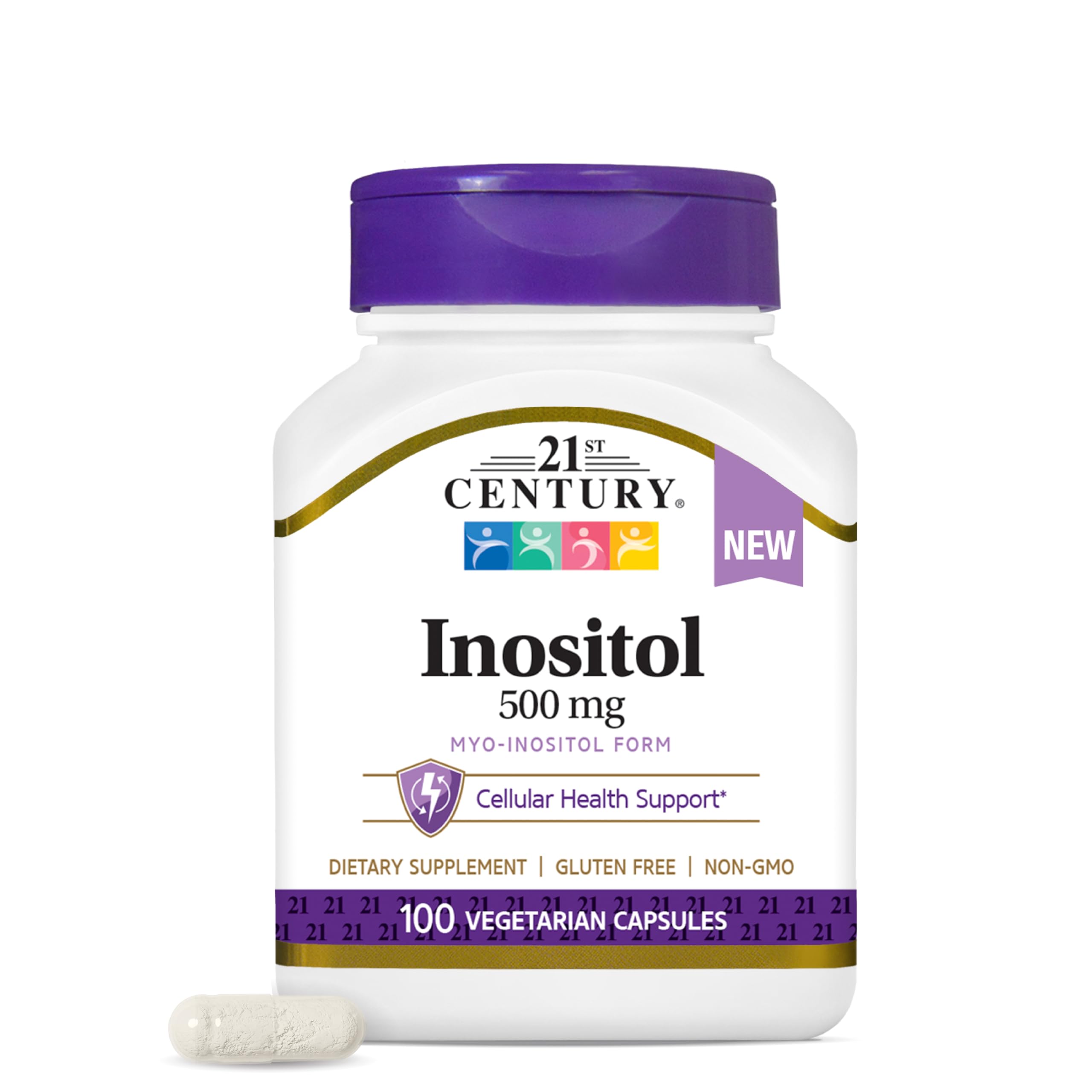 21st Century Inositol 500mg, Myo-Inositol, Vegan, 100 Vegetarian Capsules