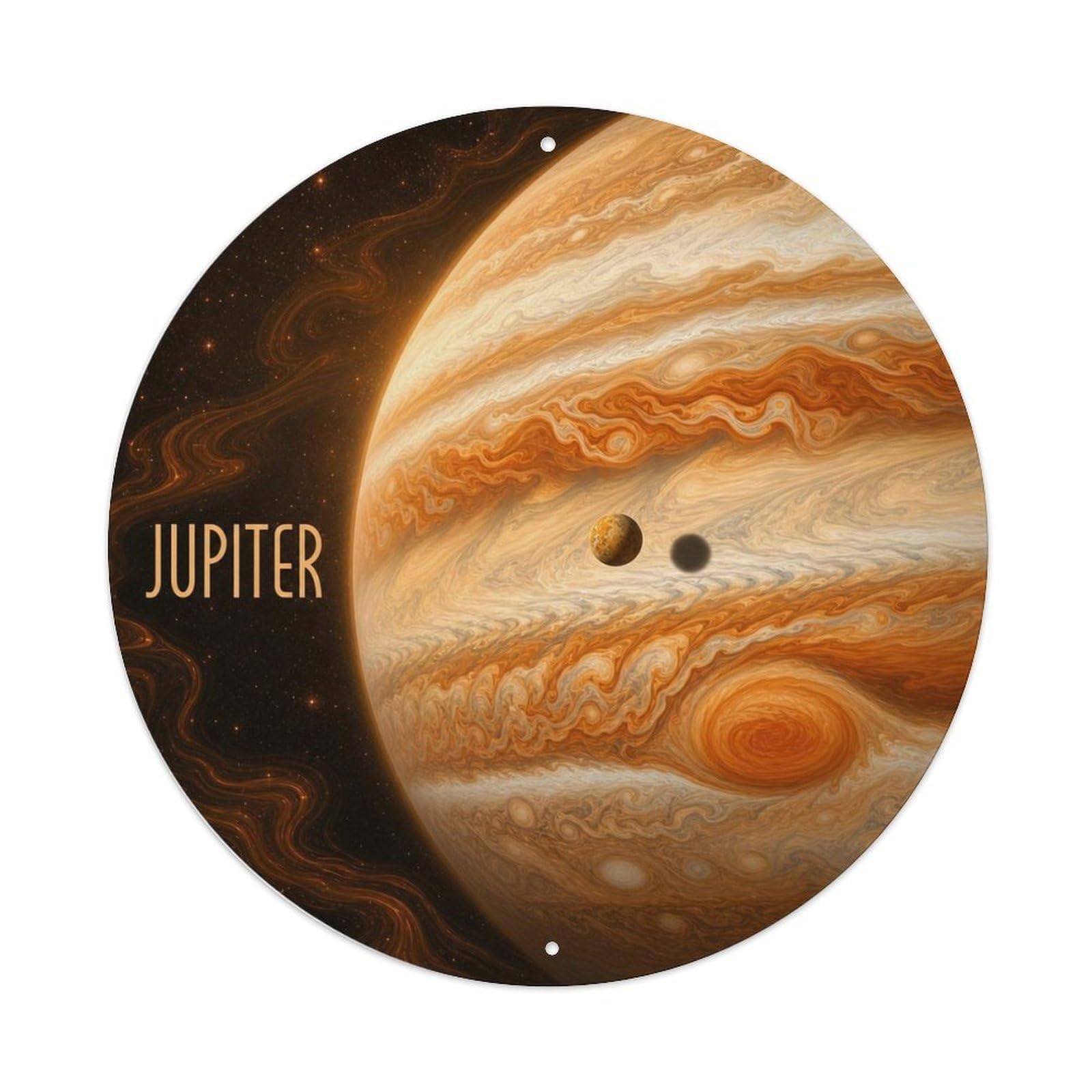 Space Exploration Jupiter Gas Giant Celestial Astronomy Metal Tin Sign Plaque Wall Decor for Cafe, Man Cave, Club Bar, Office, Home Garden Round Metal Poster 8x8Inch