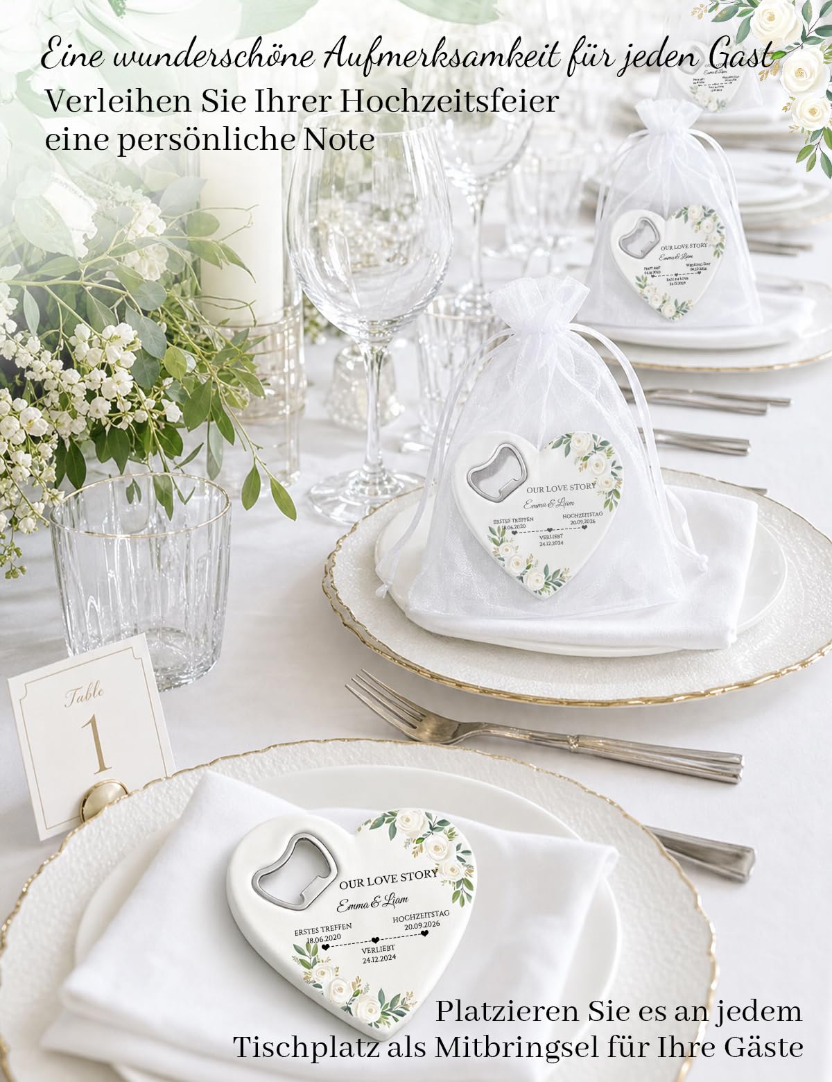 Personalisierter Flaschenöffner mit Foto & Name, Gastgeschenke Hochzeit