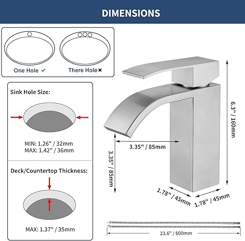 Miniatura 5 de Grifo de baño grifo de lavabo de tocador de una sola manija 1 agujero lavabo mezclador grifo RV lavabo recipiente grifo sin plomo, SF4-BNSUS304