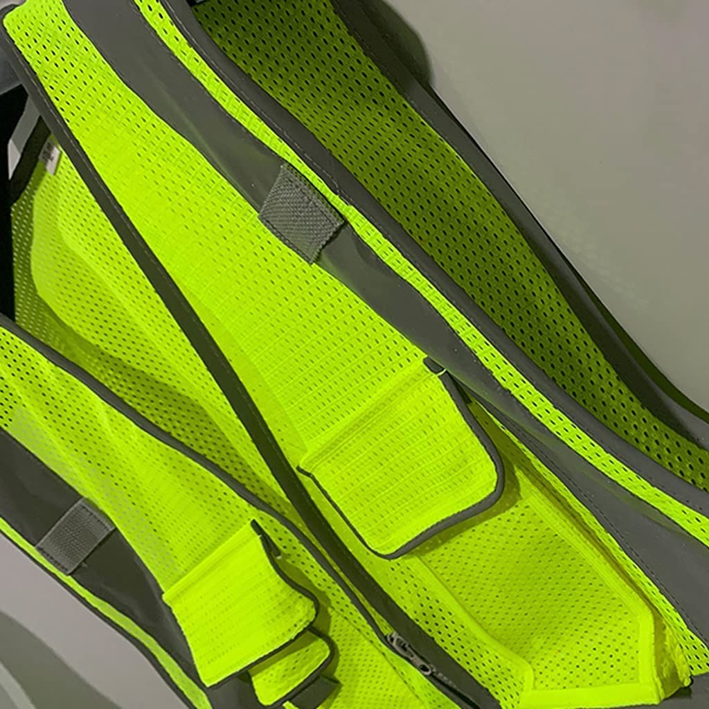 Chaleco Reflectante de Alta Visibilidad Chaleco de Seguridad Reflectante Ropa de Trabajo Transpirable de Alta Visibilidad Chaqueta Reflectante de Seguridad Laboral (A XL)