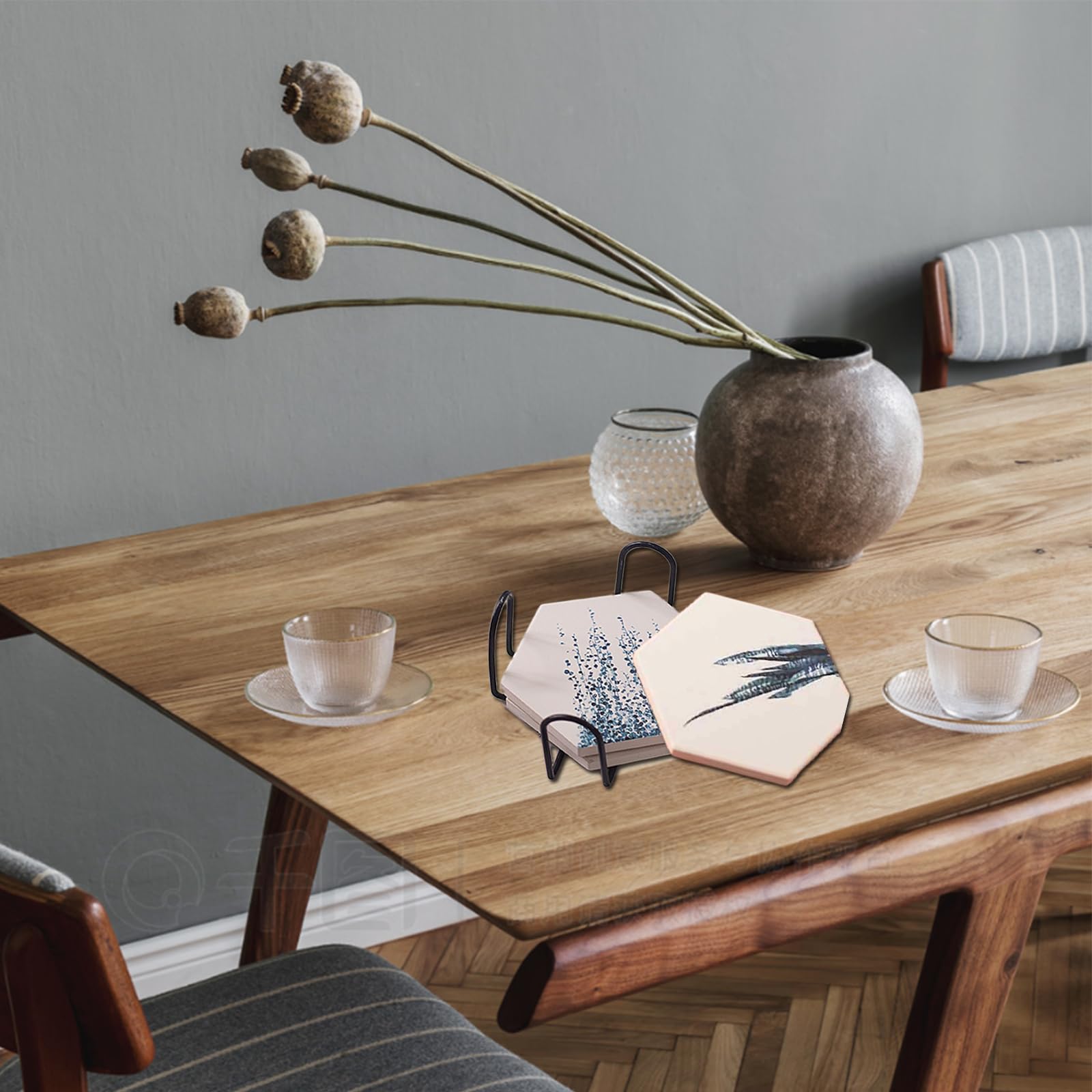 Posavasos Soporte de Metal 2 Piezas, Hierro Colocación Vajilla para Cocina y Sala