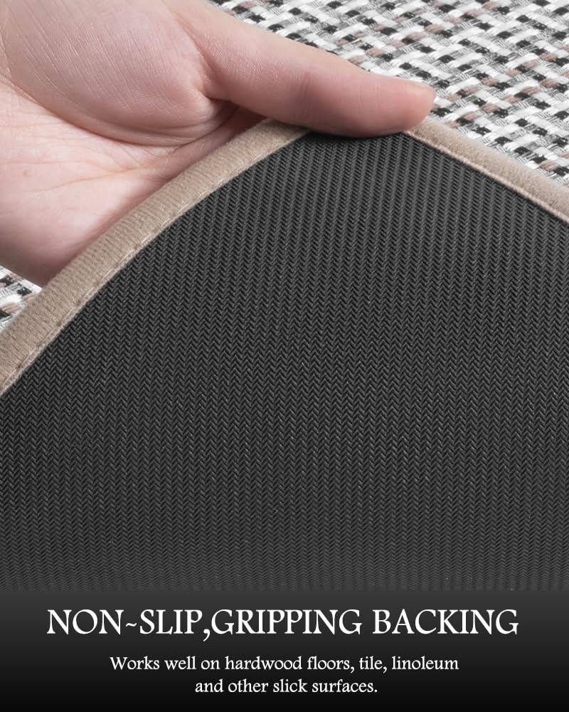 PADOOR Waffle Kitchen-Rugs Sets Of 2, Kitchen Rugs Non Slip Washable Absorbent