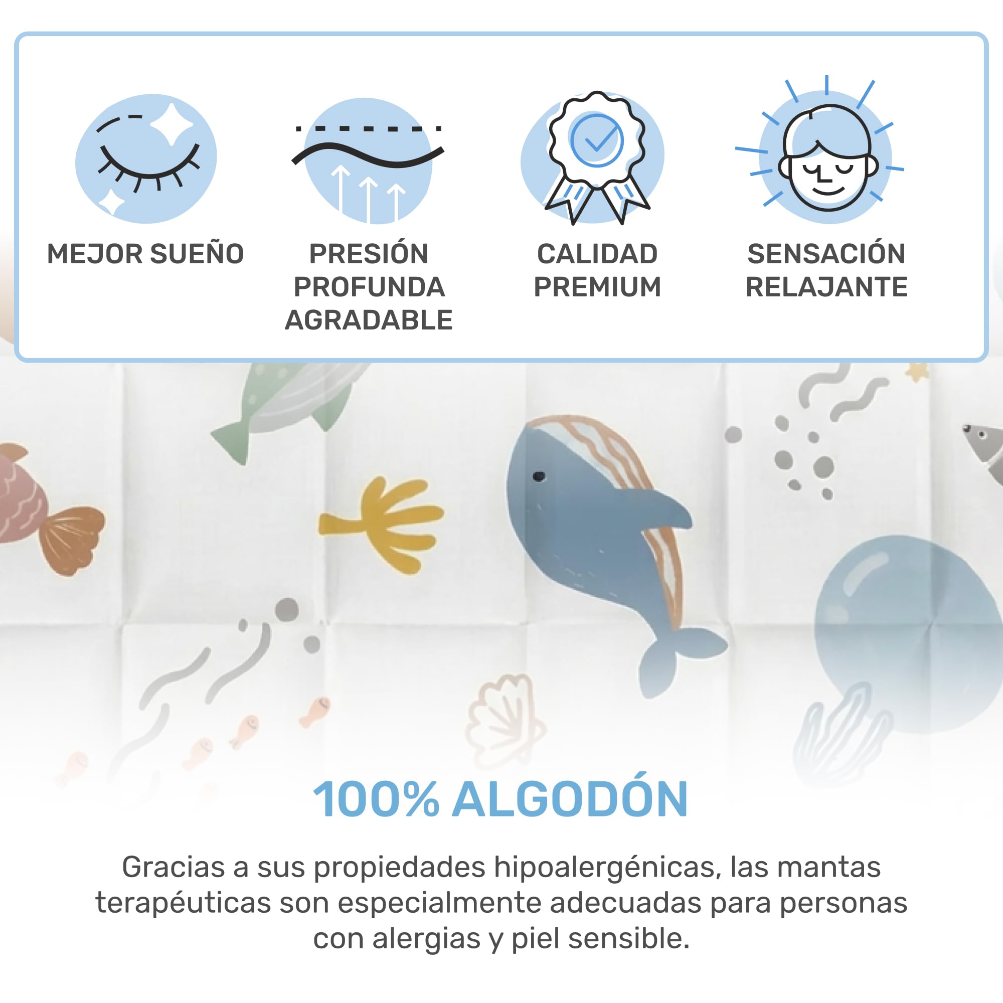 Dailydream Manta Pesada para niños, 104x150 cm, 3,2 kg, diseño de Espacio, de algodón 100%, Relleno de Perlas de Cristal, Manta terapéutica para Peso Corporal 36-55 kg
