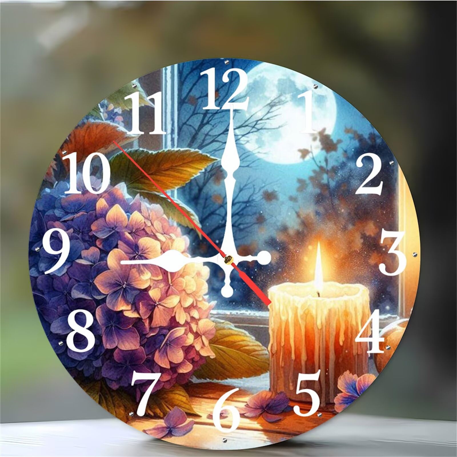 Horloge murale silencieuse 12 pouces à quartz avec grands chiffres arabes