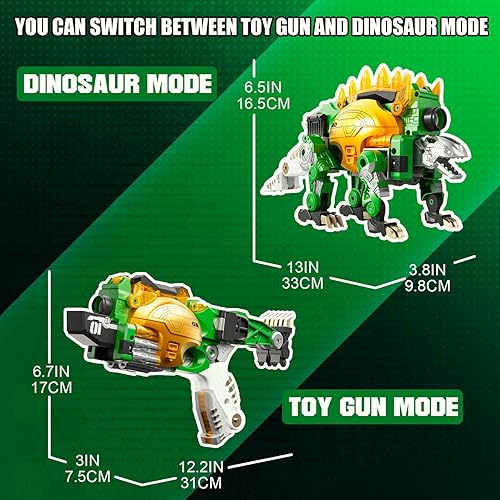 Miniatura 4 de Pistola de juguete de dinosaurio de aleación transformadora - Juguete de morphing 2 en 1 (pistola a dinosaurio), pistola de juguete de bala suave