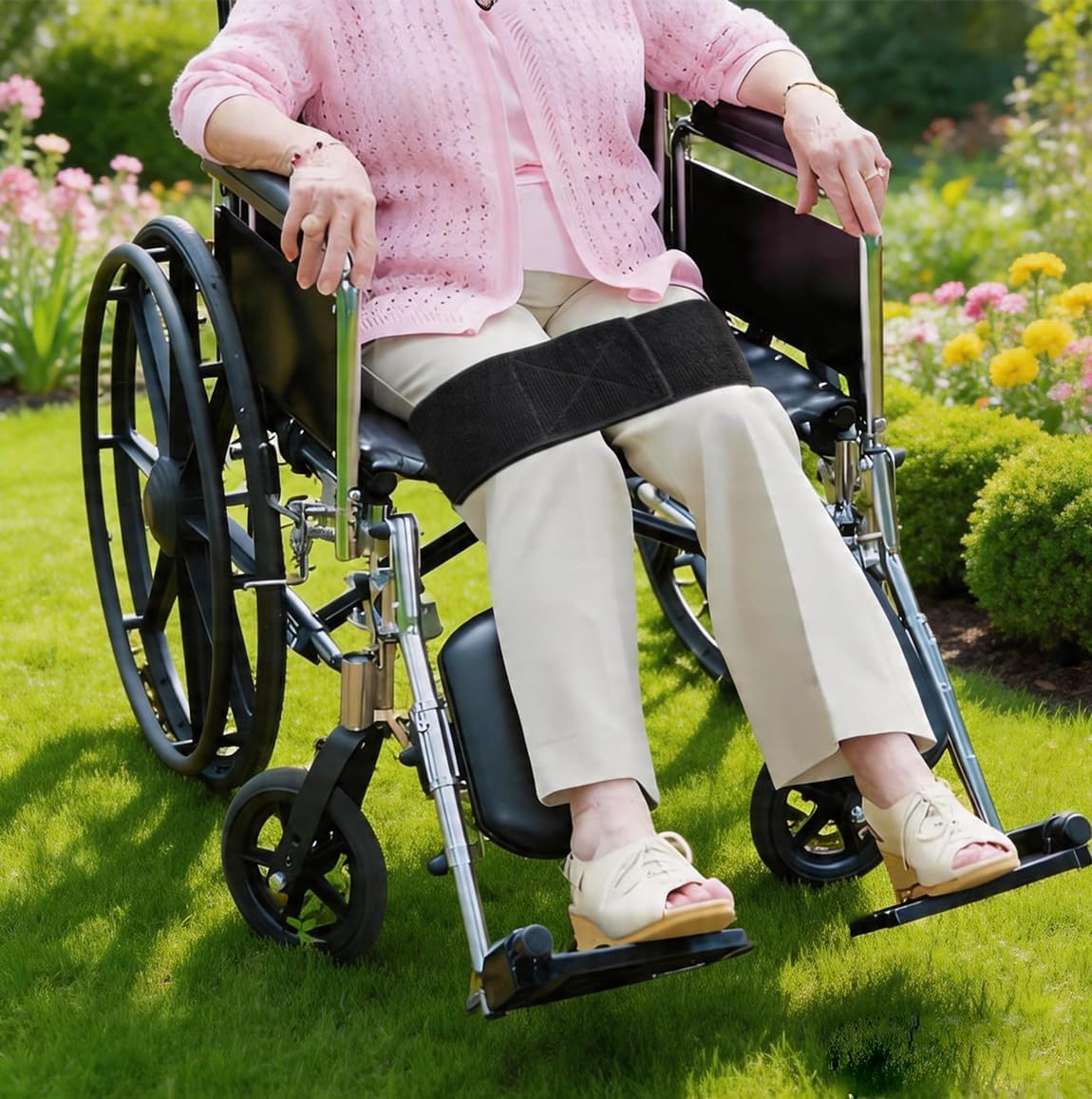 47in Long and Wide Wheelchair Thigh Leg Straps, Adjustable Leg Holder for Keeping Legs Together, Elastic Dementia & Parkinson Support Strap for Paralysis Patients,Elderly&Disabled