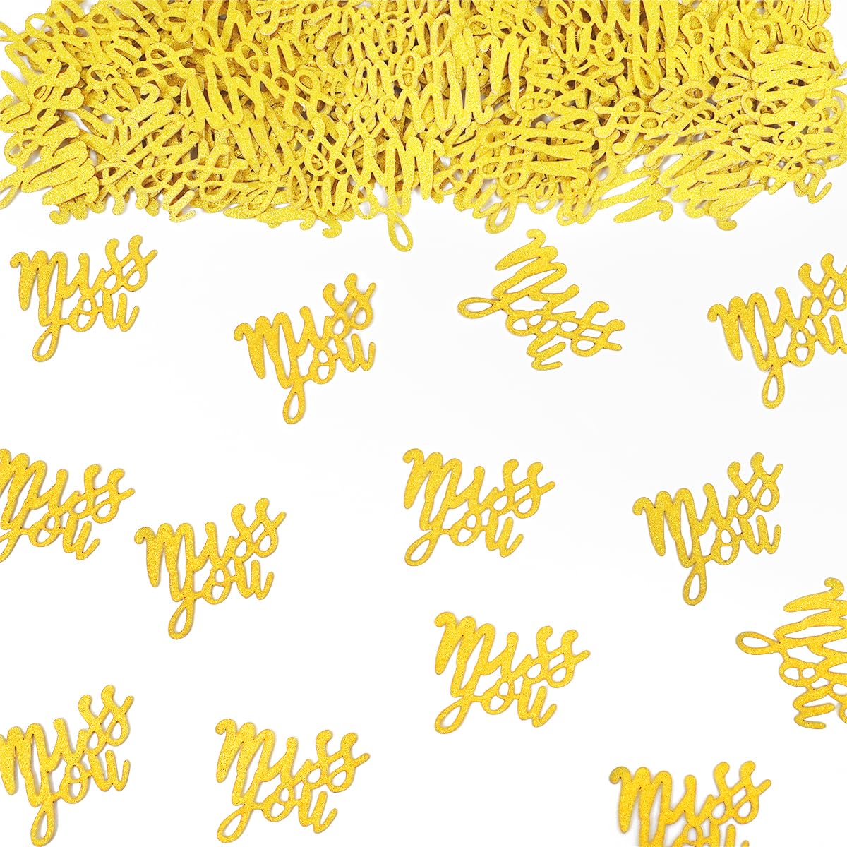 Miss You - Confeti con purpurina para mesa de fiesta de jubilación, decoración de fiesta de despedida, decoraciones de confeti de despedida, suministros de fiesta de trabajo, oficina, 100 piezas,