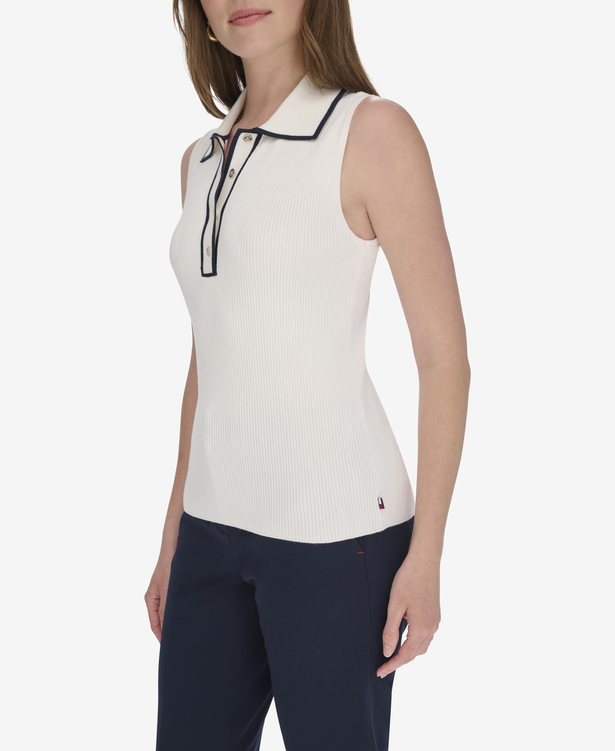 Tommy Hilfiger Damen Polo Sweater Sleeveless Top Ärmelloses Poloshirt (1er Pack)