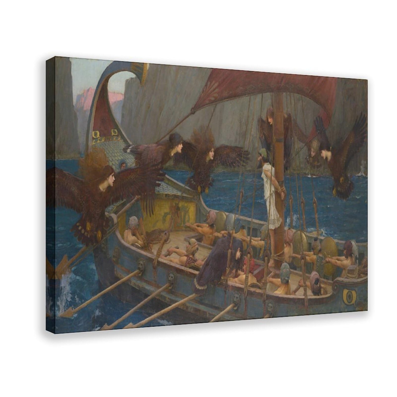 WCYB Ulysses And The Sirens by John William Waterhouse Posters Prints Canvas Deco Paintings Wall Art Frame 12" L X 18" W