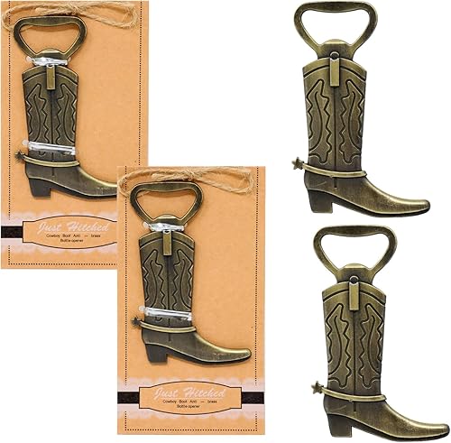 yueton - 4 abridores de botellas de bota vaquera, aleación novedosa, abridor de botellas de vino de cerveza creativa, recuerdos de fiesta de boda,