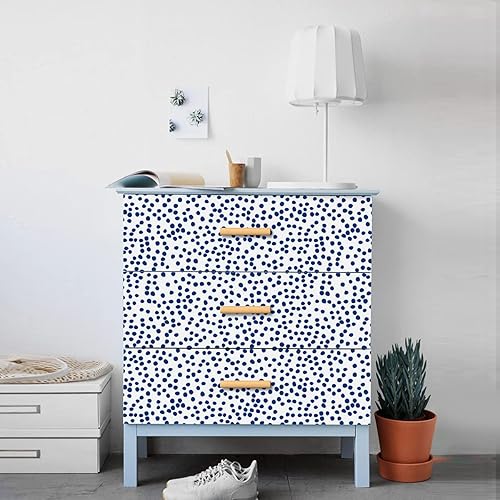 Miniatura 9 de Jeweluck Papel tapiz blanco y negro para despegar y pegar, papel de contacto de lunares, papel de contacto de lunares de 17.7 x 118.1 pulgadas,